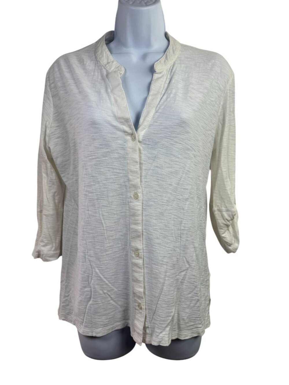 James Perse White 3/4 sleeve Button-Front Blouse Top Size Medium 2 Cotton Modal